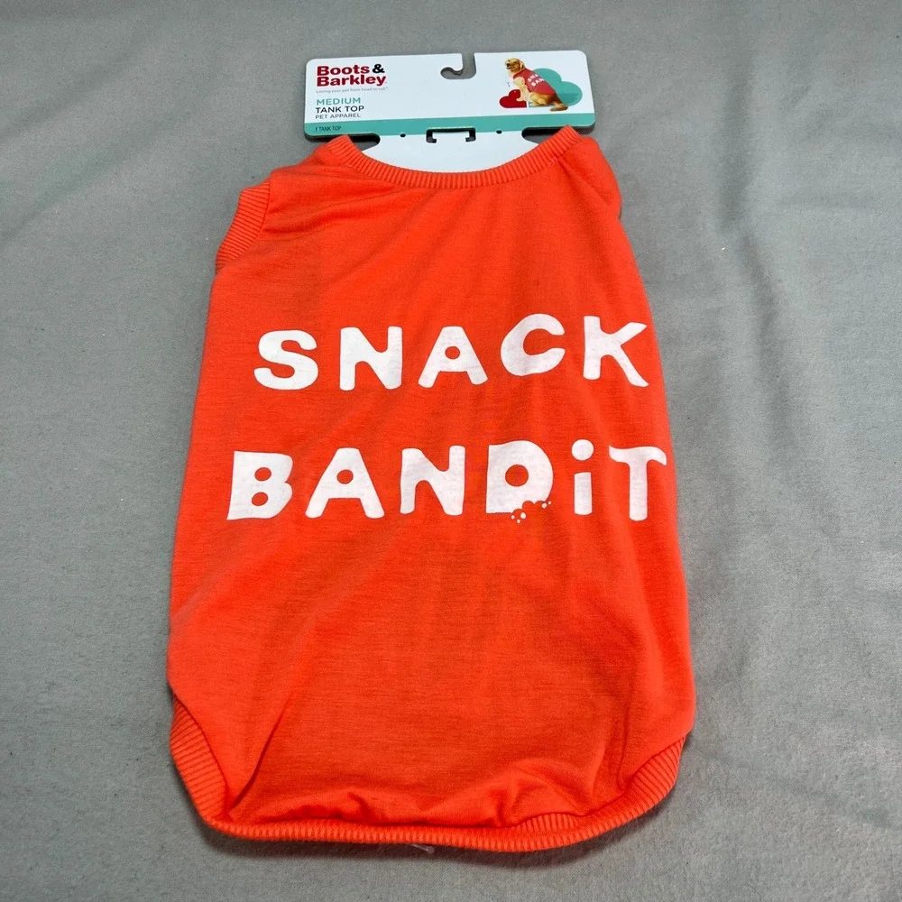 Boots & Barkley Pet Tank Top Bright Orange Snack Bandit Graphic Dog Shirt Medium